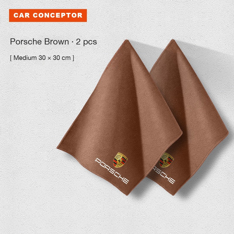 Porsche coral fleece towel in brown, medium size, 2-pack