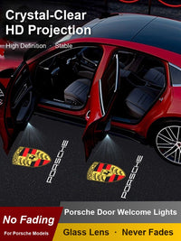Porsche Door Welcome Lights – HD Crest Projection for Macan, Cayenne, 911, Panamera, Taycan and 718