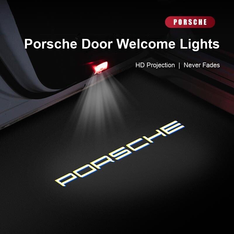 Porsche door light - white PORSCHE lettering projection