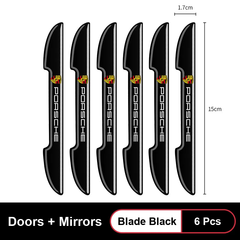 Porsche door and mirror guard set, Blade Black, 6 pieces, 15 cm x 1.7 cm