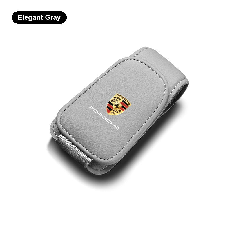 Porsche Nappa leather glasses clip - Elegant Gray