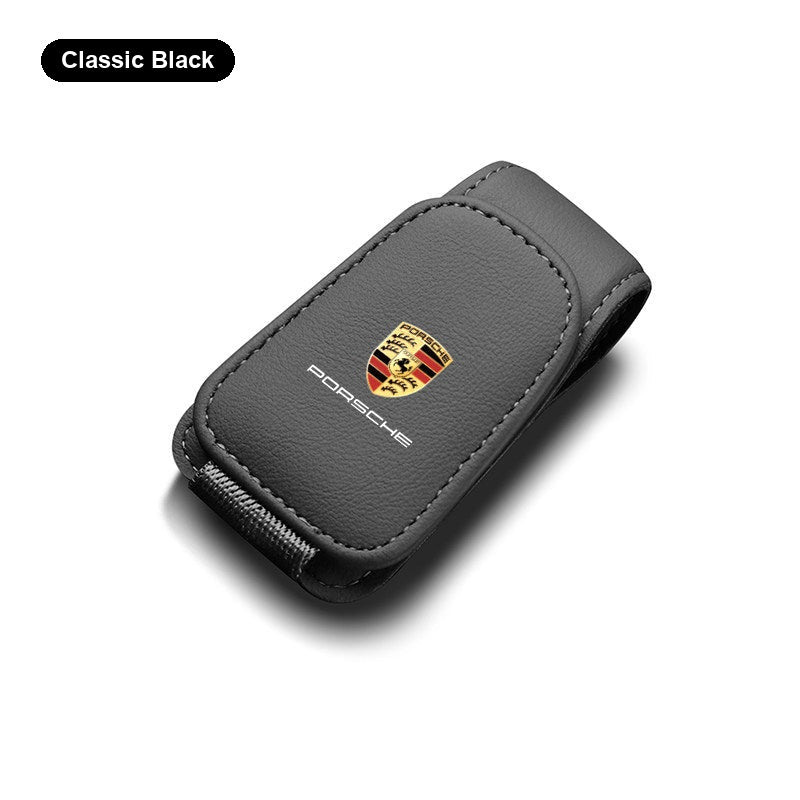 Porsche Nappa leather glasses clip - Classic Black