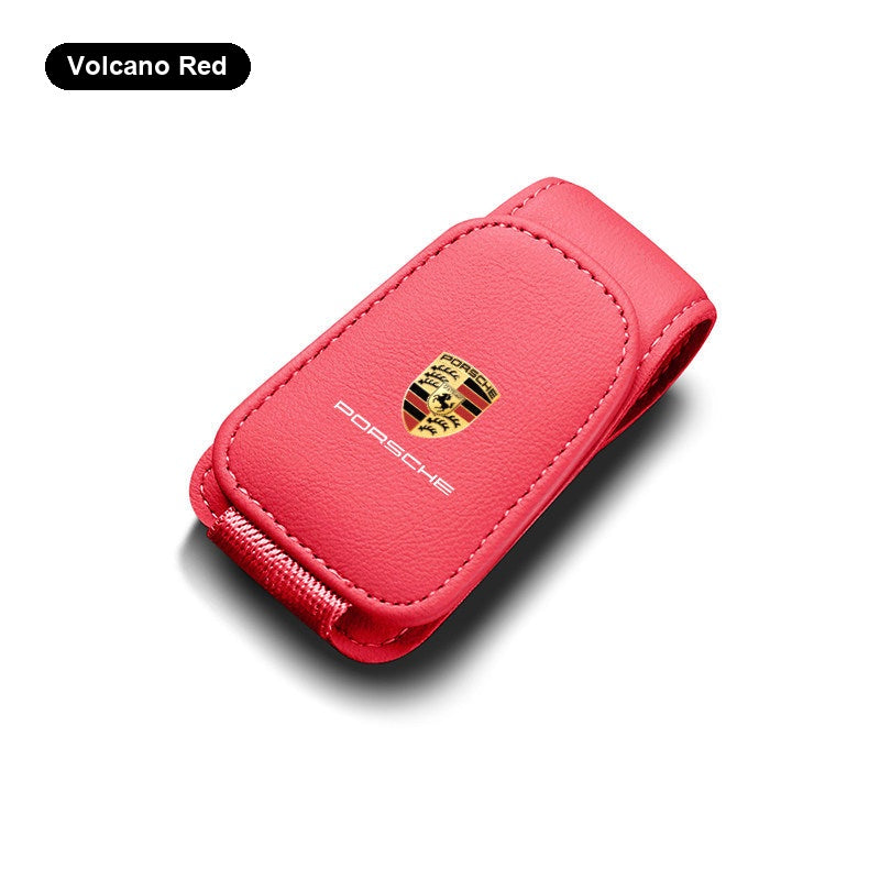 Porsche Nappa leather glasses clip - Volcano Red