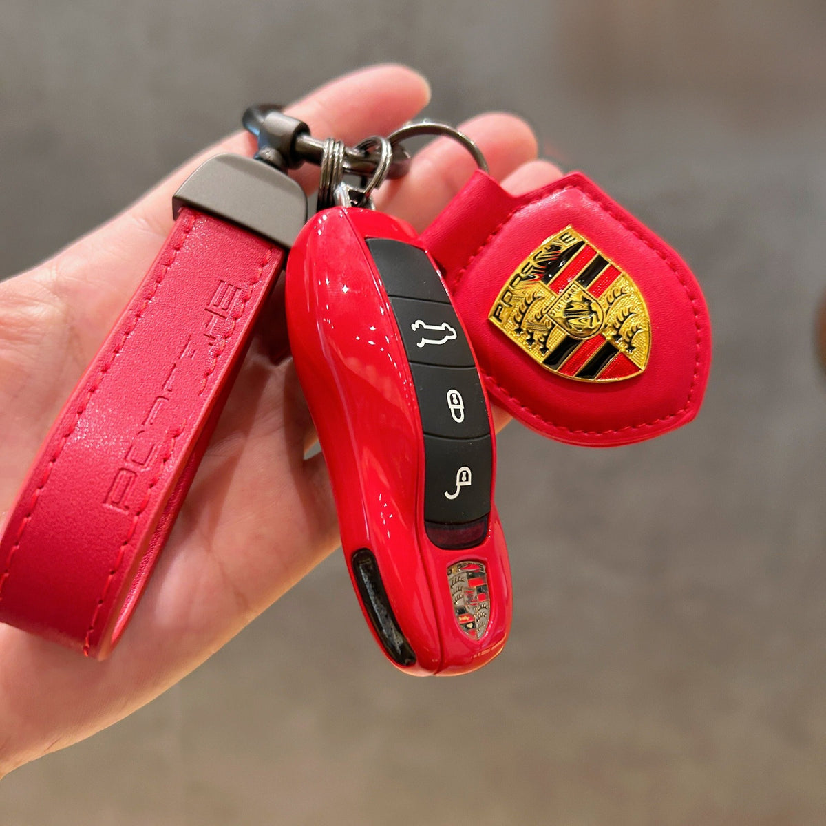 Porsche key case full set - Carmine Red, Type A