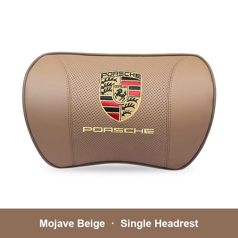 Porsche leather headrest pillow – Mojave Beige, Single Headrest