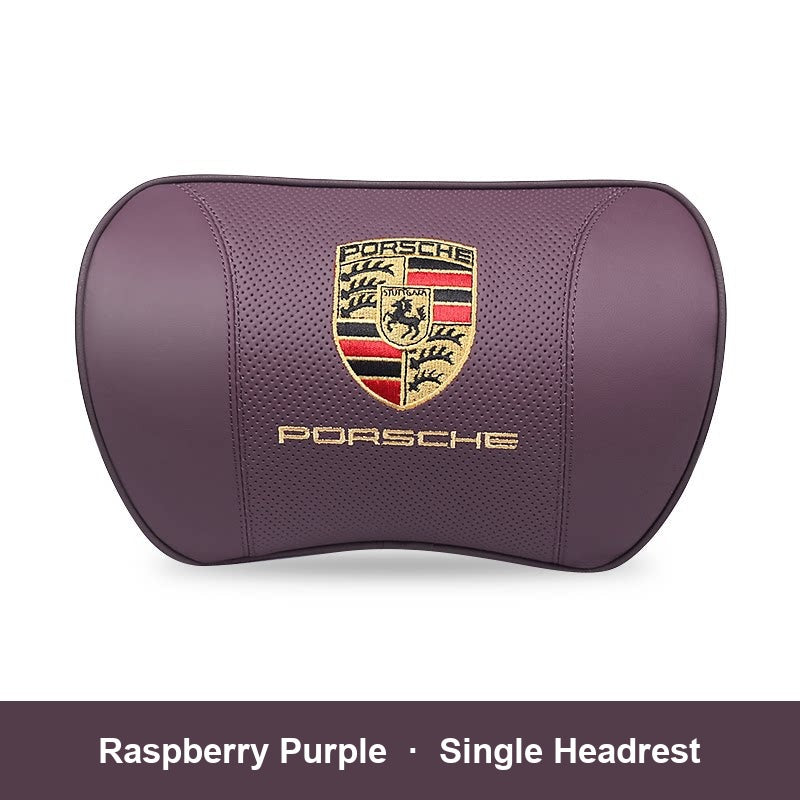 Porsche leather headrest pillow – Raspberry Purple, Single Headrest