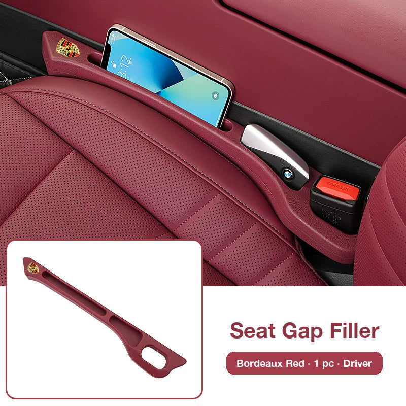 Porsche seat gap filler in Bordeaux Red, single piece for the driver side