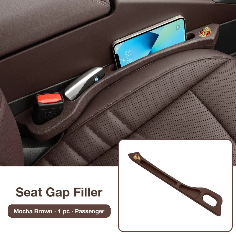 Porsche seat gap filler in Mocha Brown, single piece for the passenger side