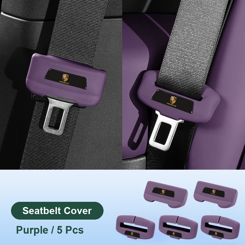 Porsche seatbelt silicone cover in Purple, full set (5 pcs)
