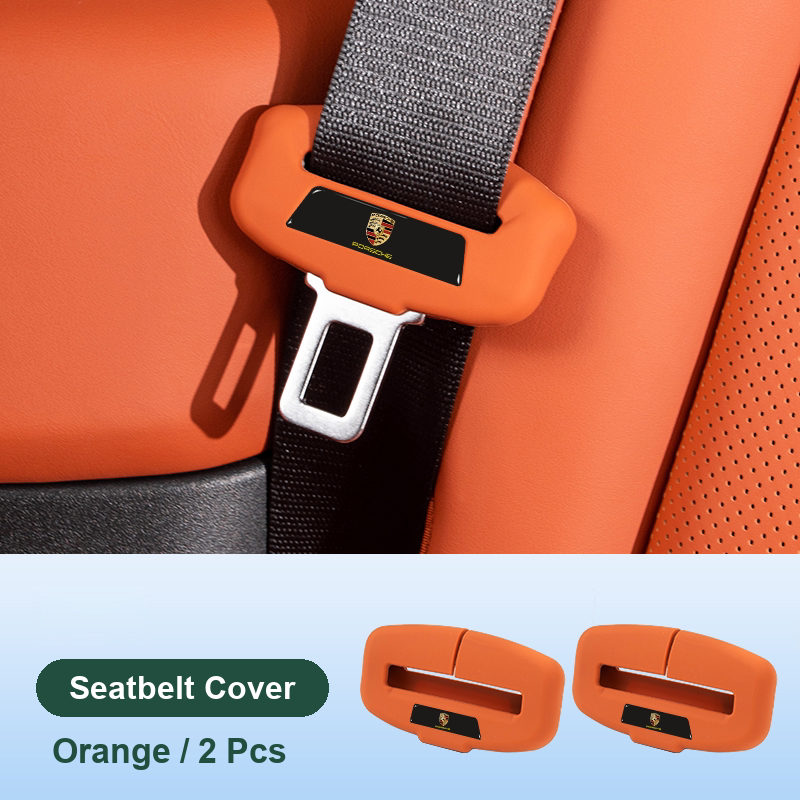 Porsche seatbelt silicone cover in Orange, front pair (2 pcs)