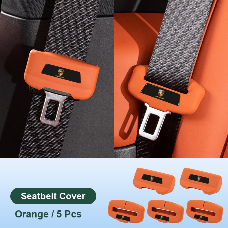 Porsche seatbelt silicone cover in Orange, full set (5 pcs)