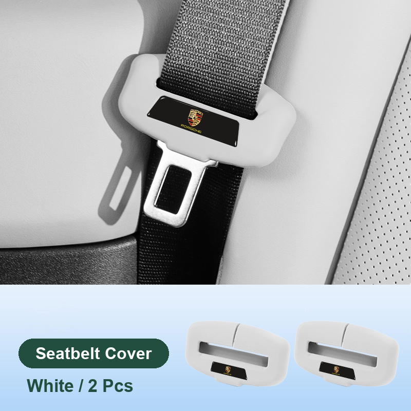 Porsche seatbelt silicone cover in White, front pair (2 pcs)