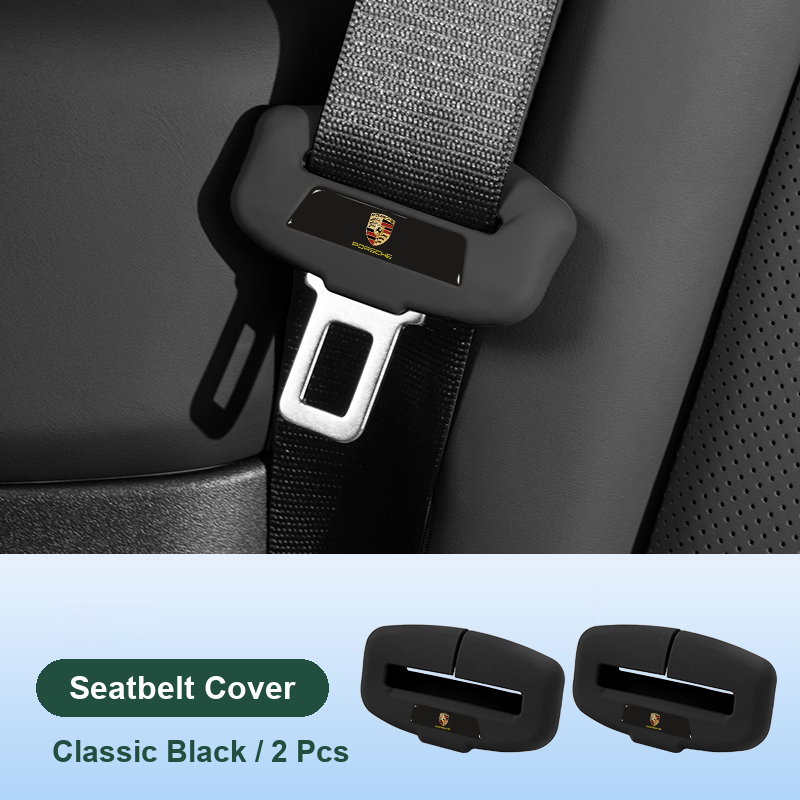 Porsche seatbelt silicone cover in Classic Black, front pair (2 pcs)