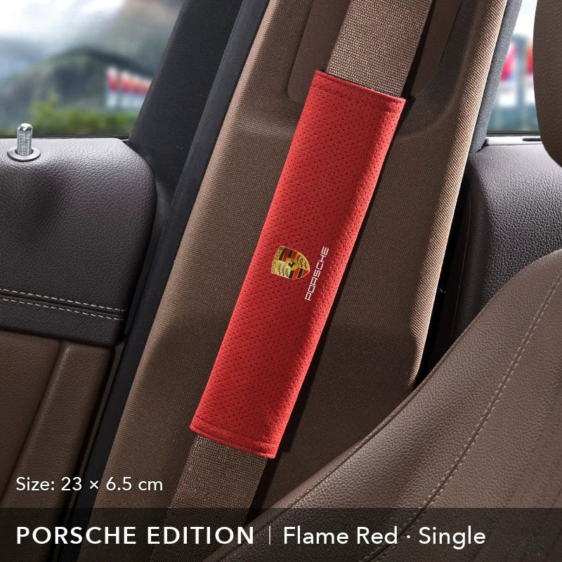Porsche Edition suede seat belt shoulder pad, Flame Red, 23 cm, single