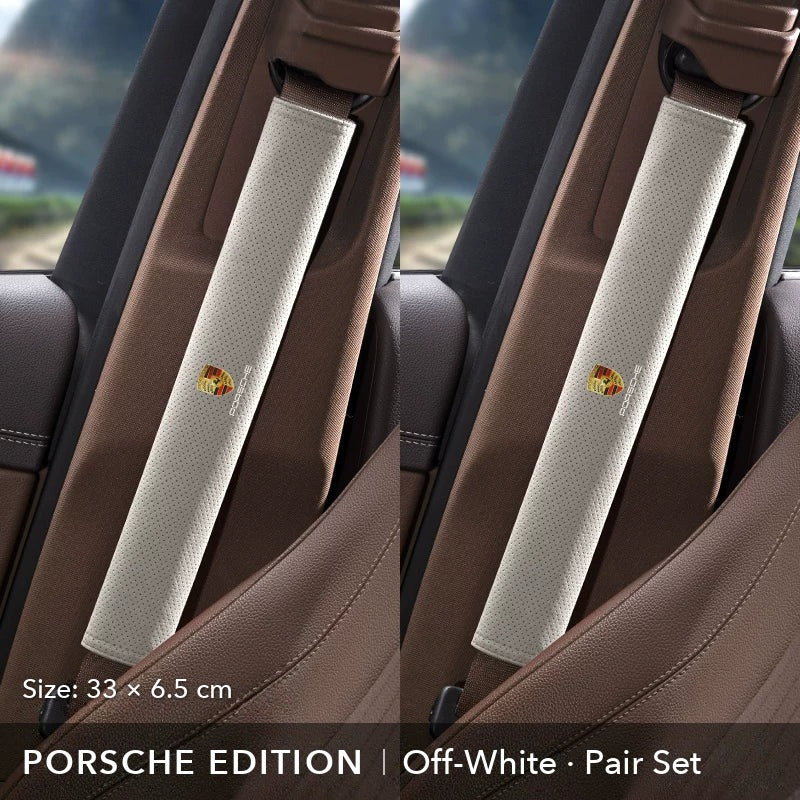 Porsche Edition suede seat belt shoulder pad, Off-White, 33 cm, pair set