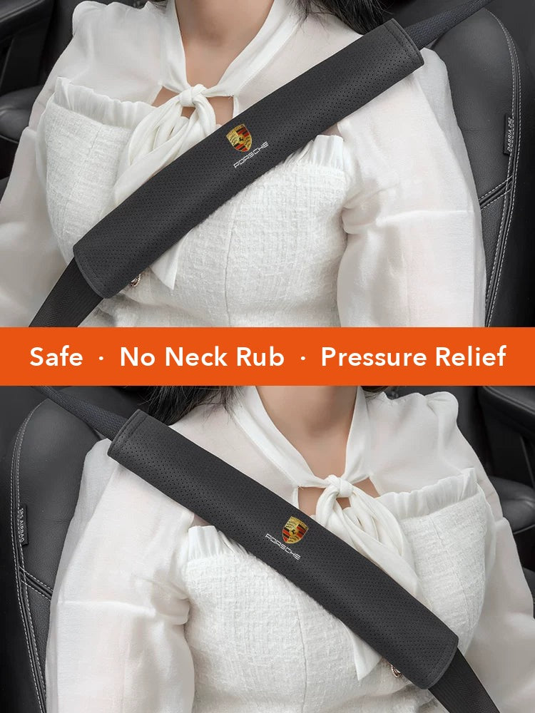 Porsche suede seat belt pad worn across the shoulder, stops the belt rubbing the neck