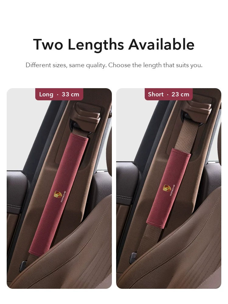 Porsche seat belt shoulder pads in two lengths, long 33 cm and short 23 cm