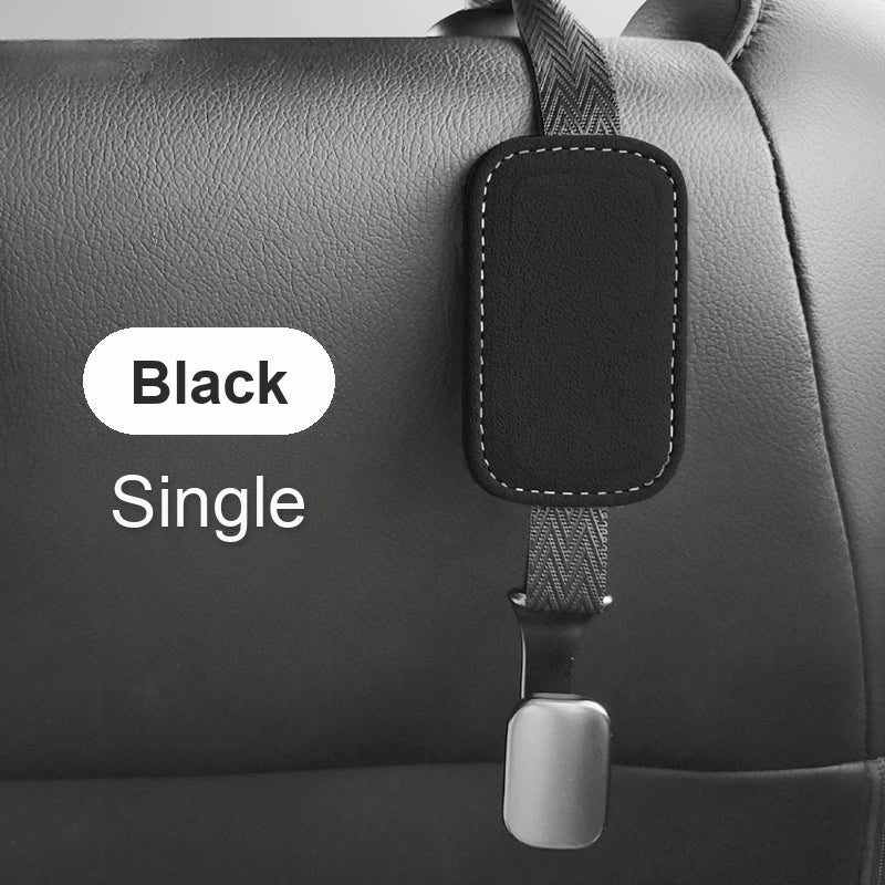 Plain black suede seat back hook, single