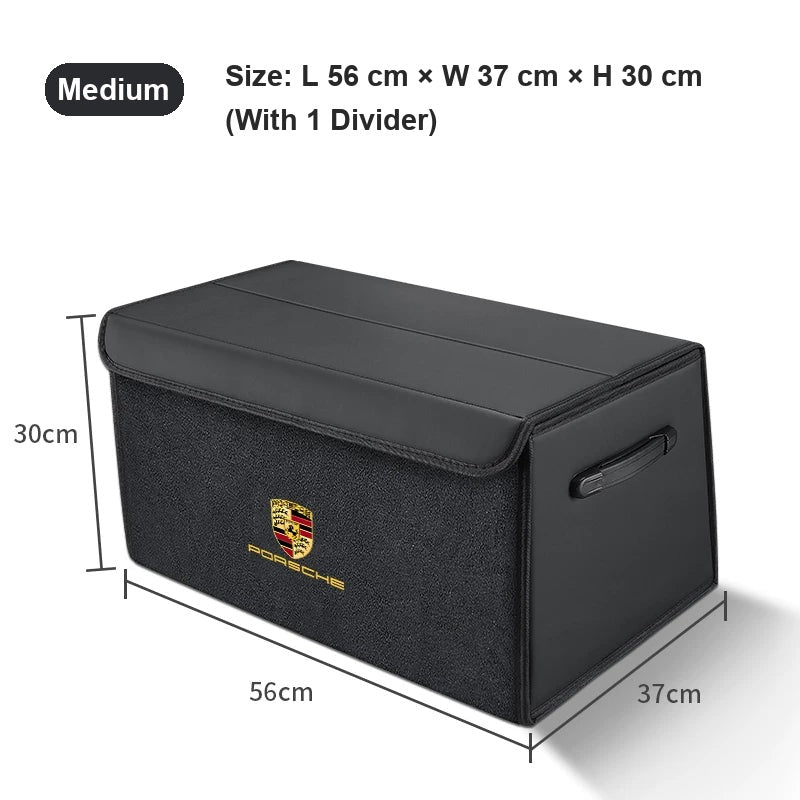 Porsche suede-finish trunk organizer, Medium (56 cm), Black