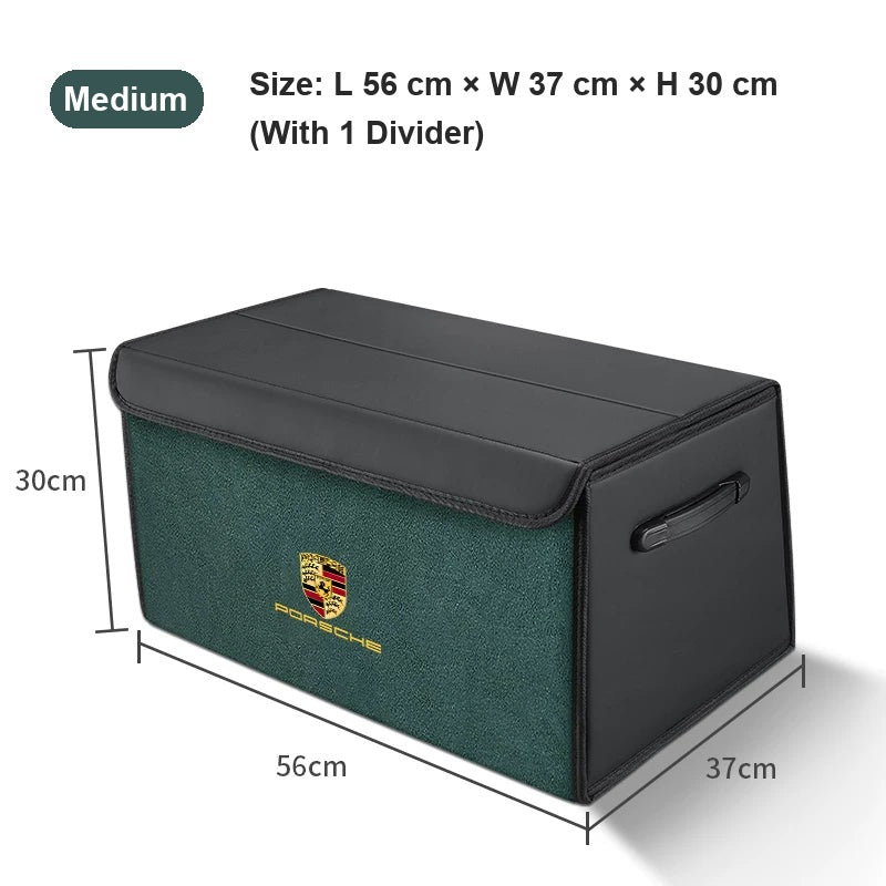 Porsche suede-finish trunk organizer, Medium (56 cm), Green