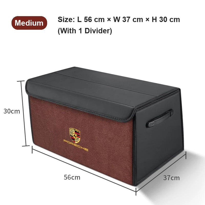 Porsche suede-finish trunk organizer, Medium (56 cm), Brown