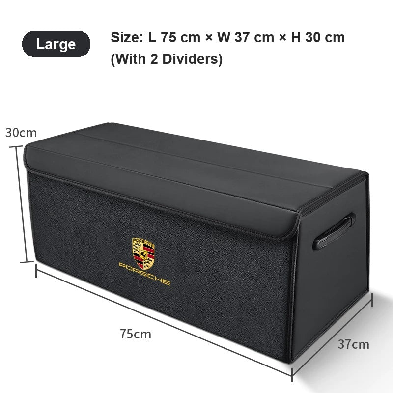 Porsche suede-finish trunk organizer, Large (75 cm), Black