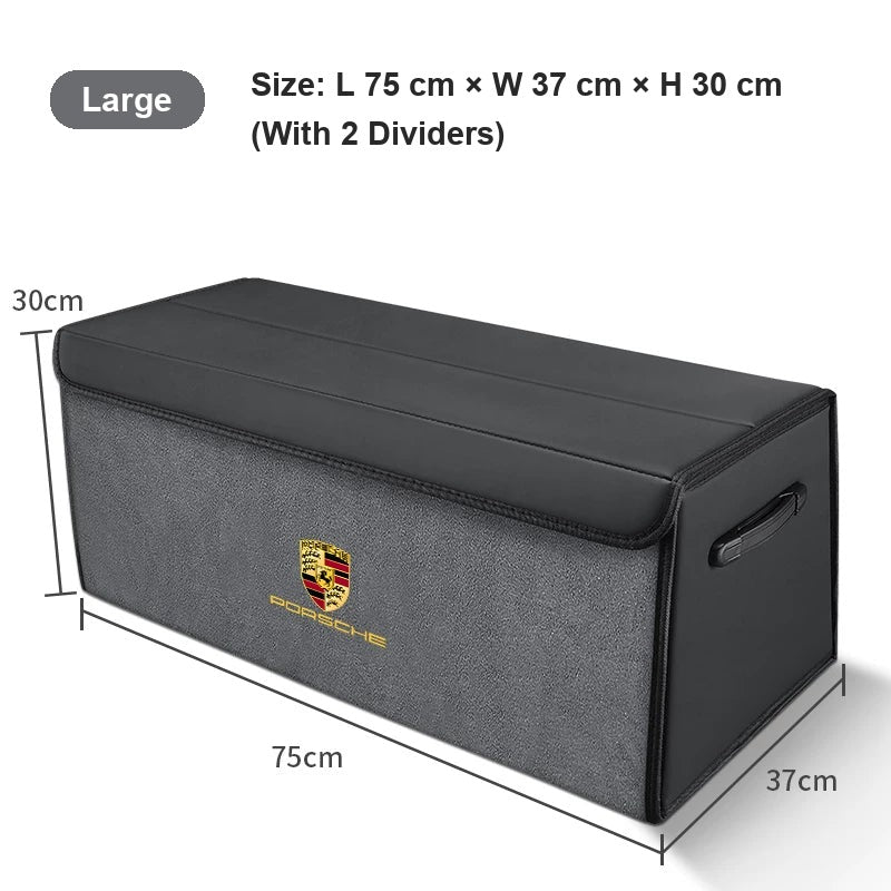 Porsche suede-finish trunk organizer, Large (75 cm), Gray