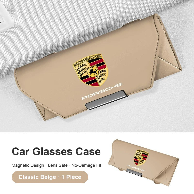 Porsche sun visor glasses case Beige
