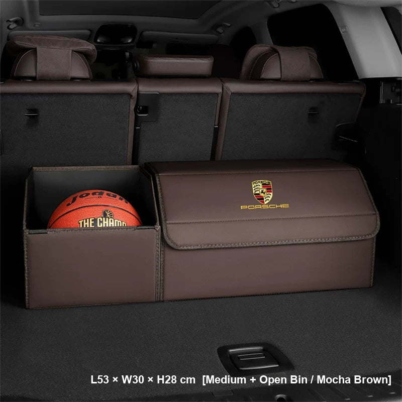 Porsche trunk storage box Medium with open bin Mocha Brown