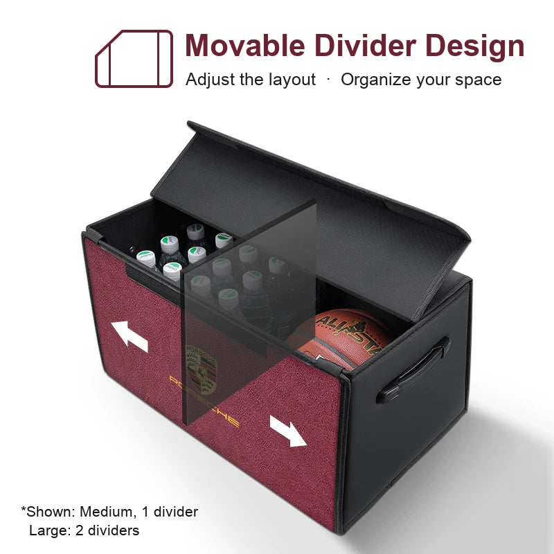 Porsche trunk organizer movable divider design