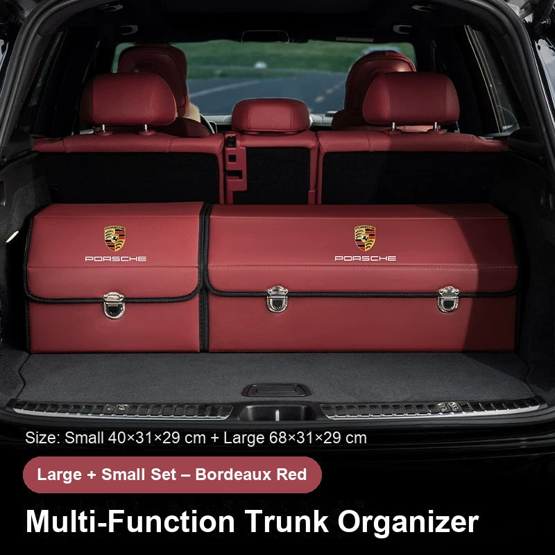 Porsche crest trunk organizer - Large + Small Set - Bordeaux Red
