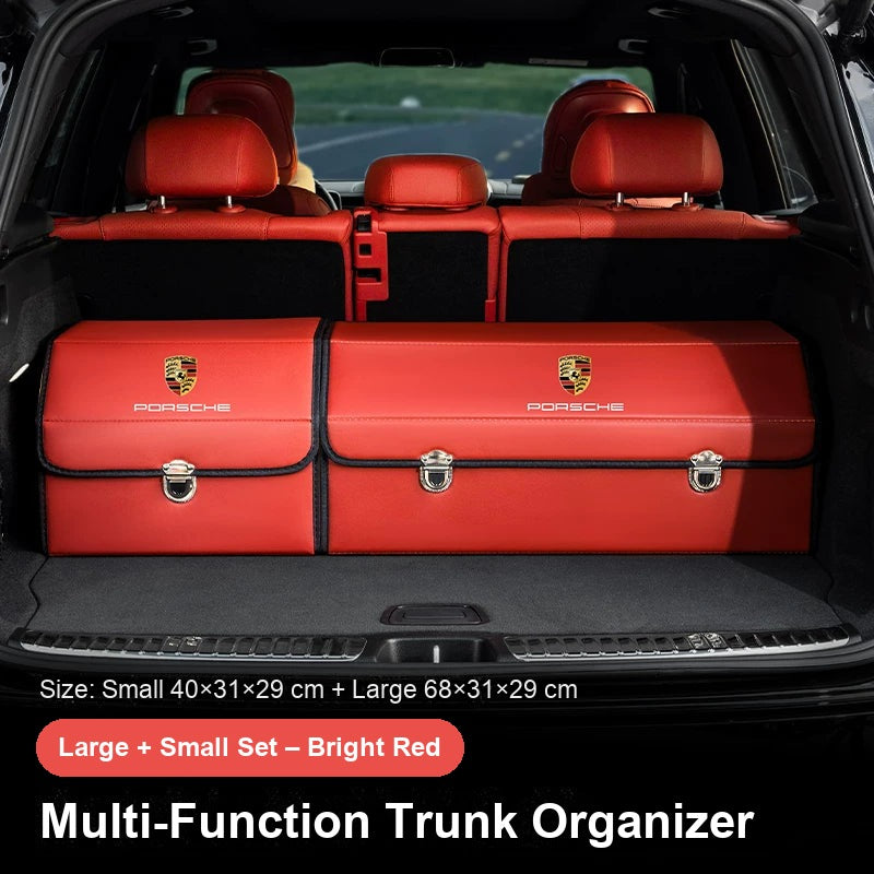 Porsche crest trunk organizer - Large + Small Set - Bright Red