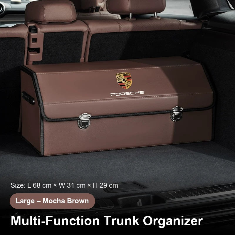 Porsche crest trunk organizer - Large - Mocha Brown