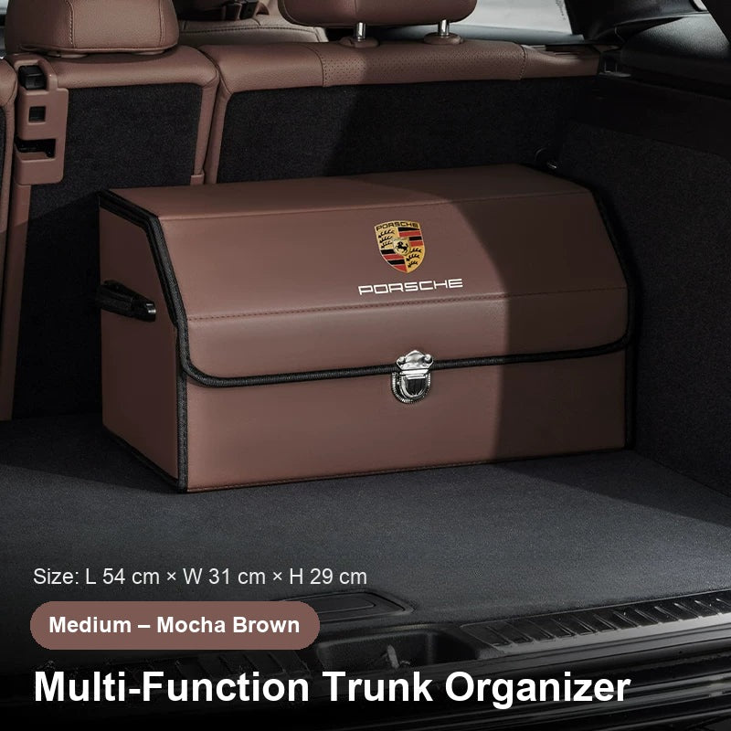 Porsche crest trunk organizer - Medium - Mocha Brown