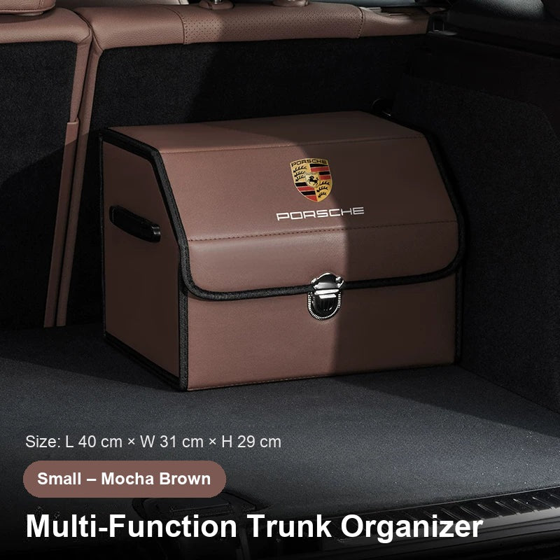 Porsche crest trunk organizer - Small - Mocha Brown