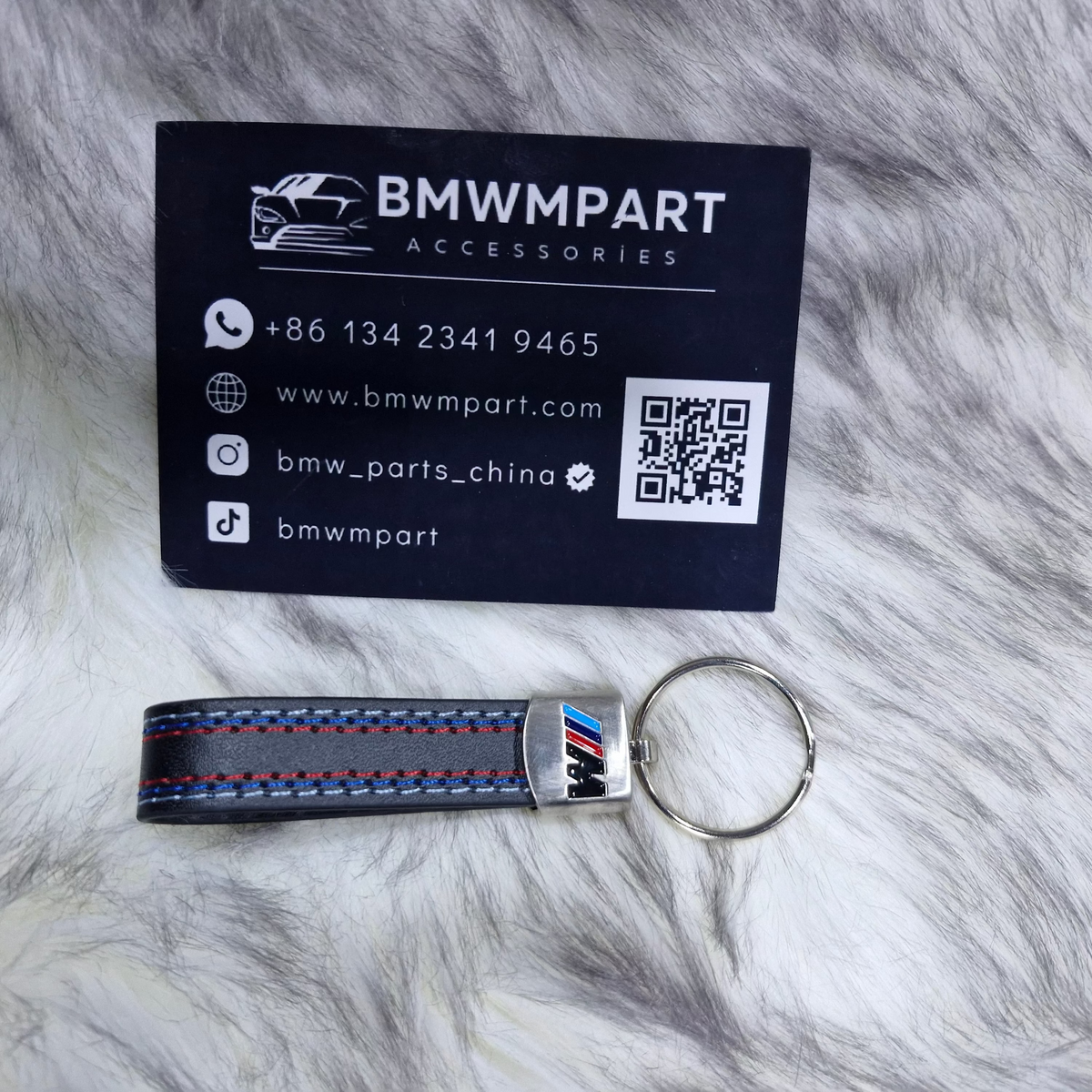 BMW M leather strap keychain