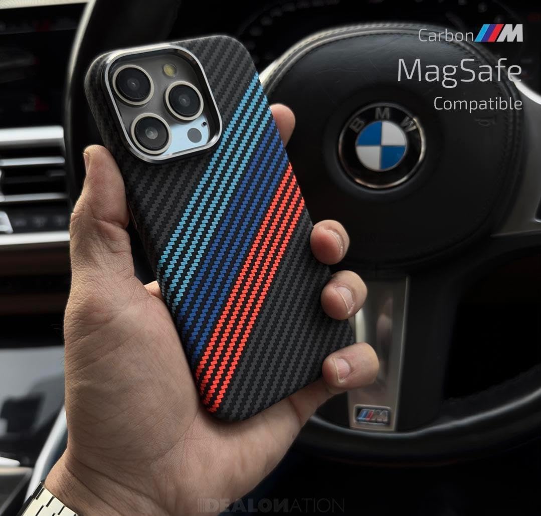 غطاء MagSafe من ألياف الكربون BMW لجميع موديلات آيفون
