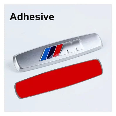 BMW M seat emblem – Adhesive version, brushed metal badge