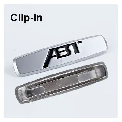 ABT seat emblem – Clip-In version, brushed metal badge