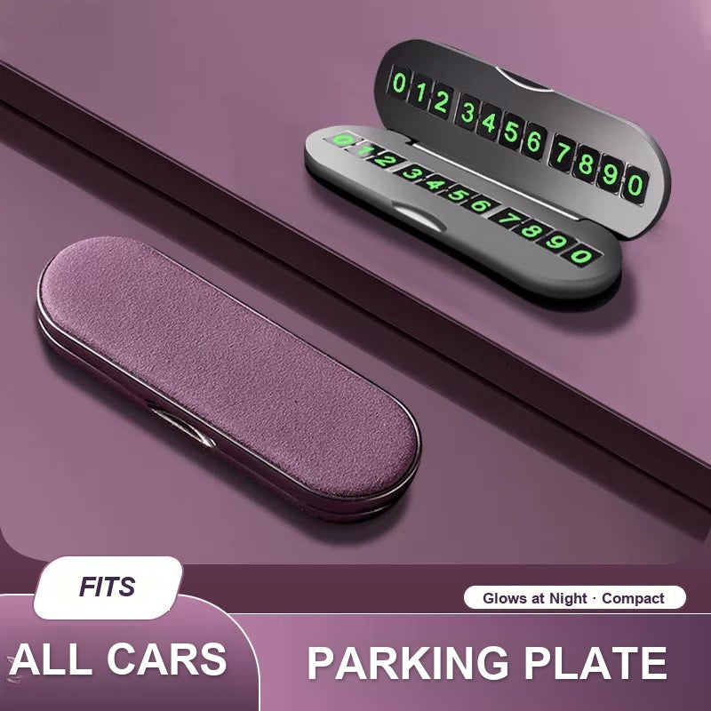 Universal parking number plate with glow-in-the-dark digits