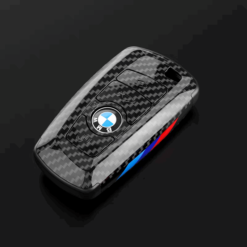 BMW carbon fiber key cover F Series fit with M tri-color accent